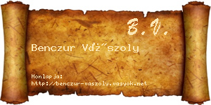 Benczur Vászoly névjegykártya